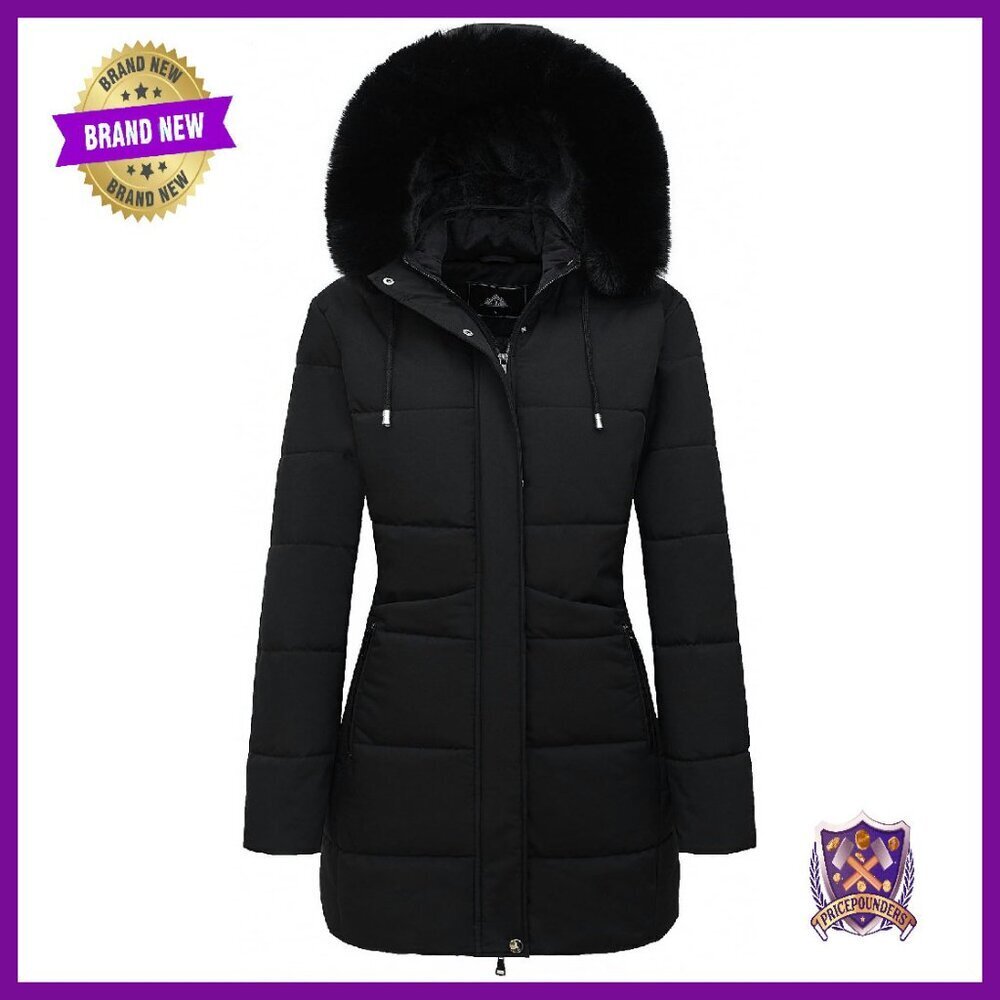 Women's Winter Puffer Coat Fleece Lined Down Jacket Waterproof Hooded Parka